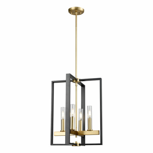 DVI Lighting - DVP30248VBR+GR-CL - Four Light Foyer Pendant - Blairmore - Venetian Brass And Graphite With Clear Glass