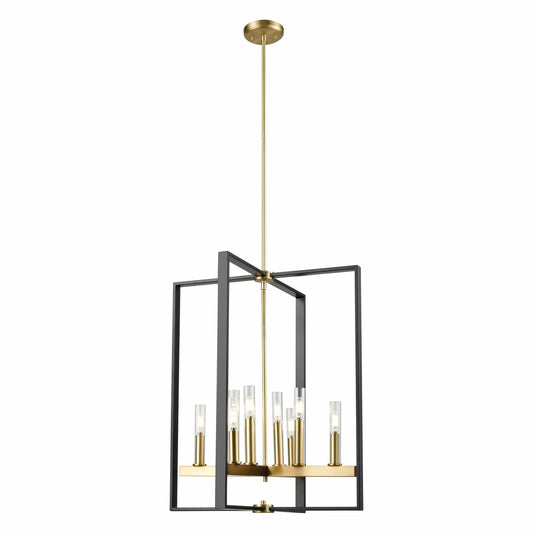 DVI Lighting - DVP30249VBR+GR-CL - Eight Light Foyer Pendant - Blairmore - Satin Nickel And Graphite With Clear Glass