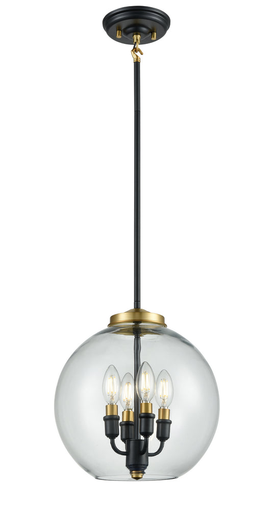 DVI Lighting - DVP35048MF+GR-CL - Four Light Foyer Pendant - Frontenac - Multiple Finishes And Graphite With Clear Glass