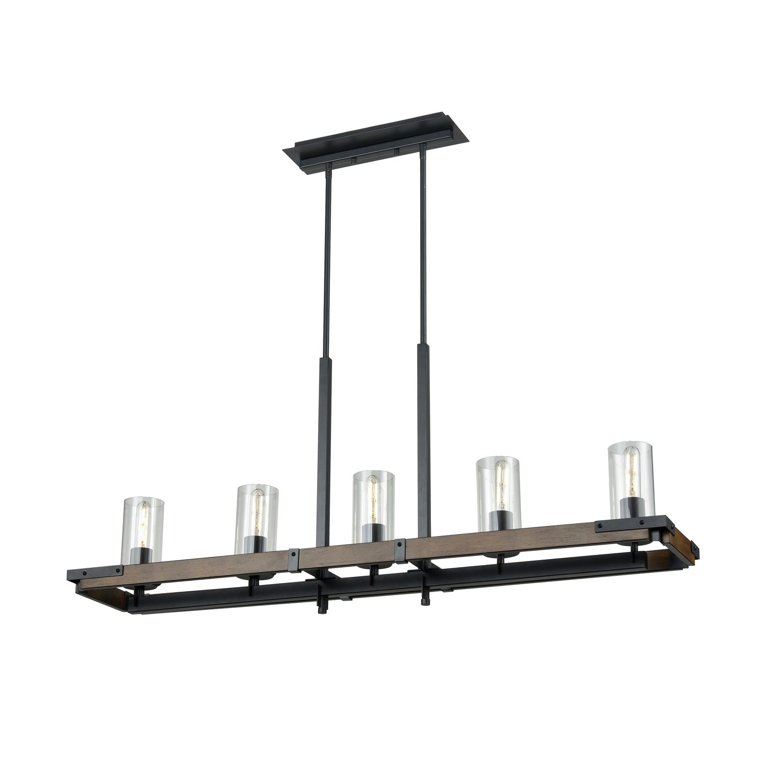 DVI Lighting - DVP38602GR+IW-CL - Five Light Linear Pendant - Okanagan - Graphite And Ironwood On Metal With Clear Glass
