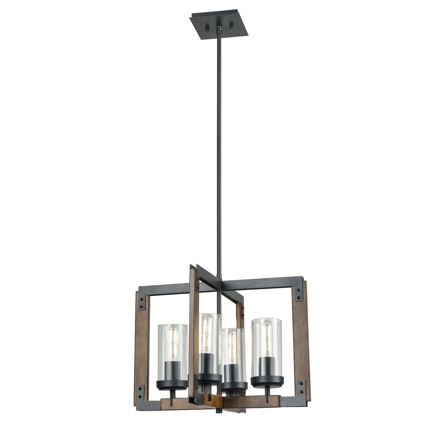 DVI Lighting - DVP38620GR+IW-CL - Four Light Pendant - Okanagan - Graphite And Ironwood On Metal With Clear Glass
