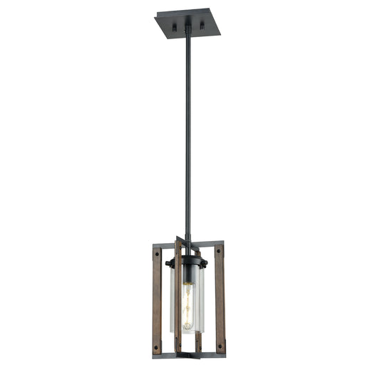DVI Lighting - DVP38621GR+IW-CL - One Light Mini-Pendant - Okanagan - Graphite And Ironwood On Metal With Clear Glass