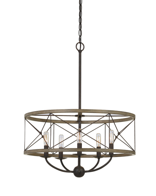 Cal Lighting - FX-3685-5 - Five Light Pendant - Modica - Distress Ivory/Iron