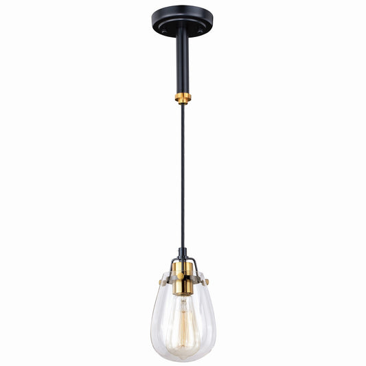 Vaxcel - P0232 - One Light Mini Pendant - Kassidy - Black and Natural Brass