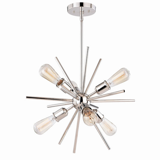 Vaxcel - P0237 - Six Light Pendant - Estelle - Polished Nickel