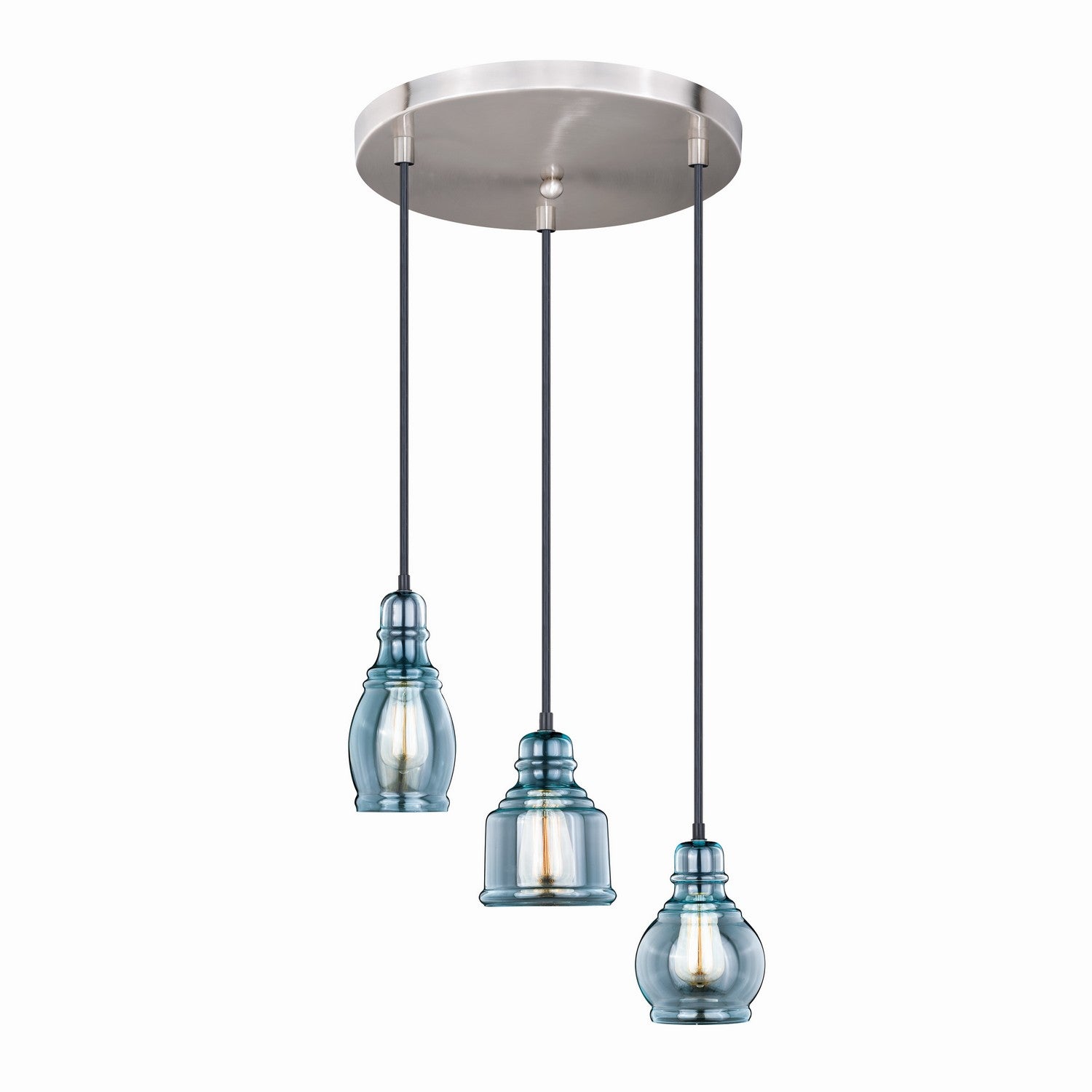 Vaxcel - P0250 - Three Light Mini Pendant - Millie - Satin Nickel and Oil Rubbed Bronze