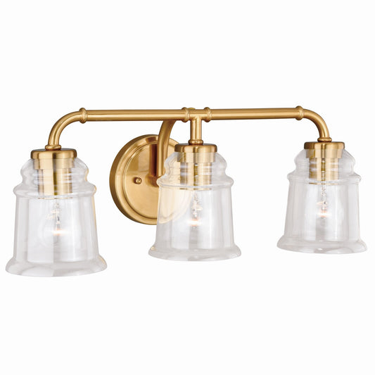 Vaxcel - W0264 - Three Light Vanity - Toledo - Natural Brass