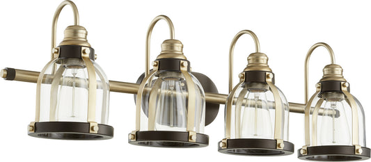 Quorum - 586-4-8086 - Four Light Vanity - Banded Lighting Series - Aged Brass w/ Oiled Bronze