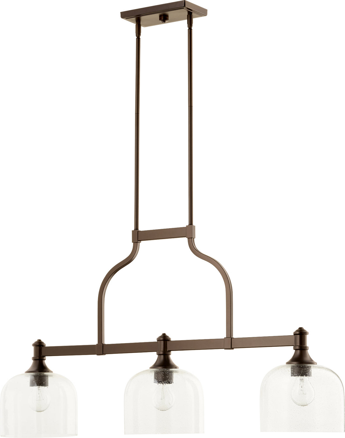 Quorum - 6611-3-186 - Three Light Island Pendant - Richmond - Oiled Bronze w/ Clear/Seeded