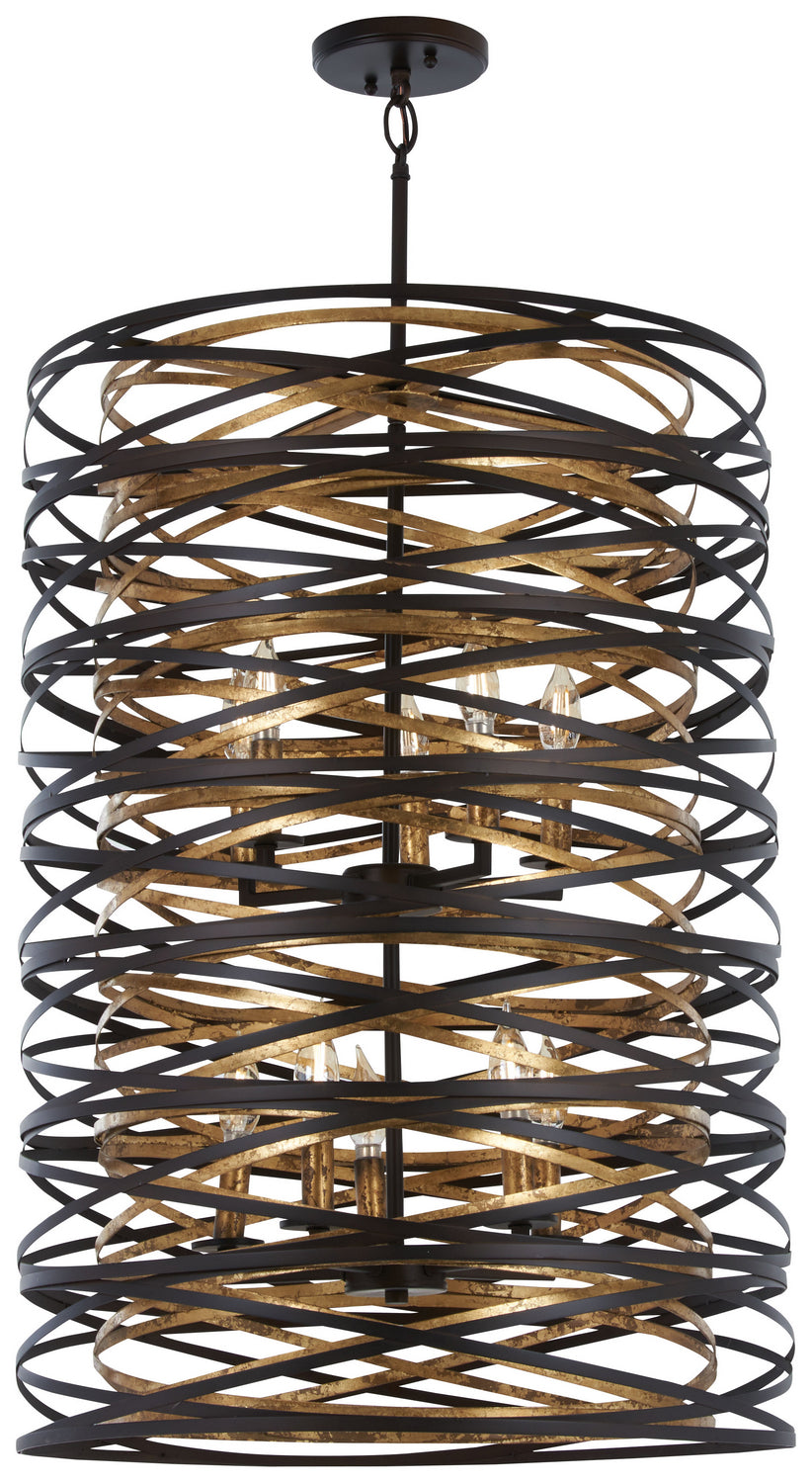 Minka-Lavery - 3679-111 - Ten Light Pendant - Vortic Flow - Dark Bronze W/Mosaic Gold Inte