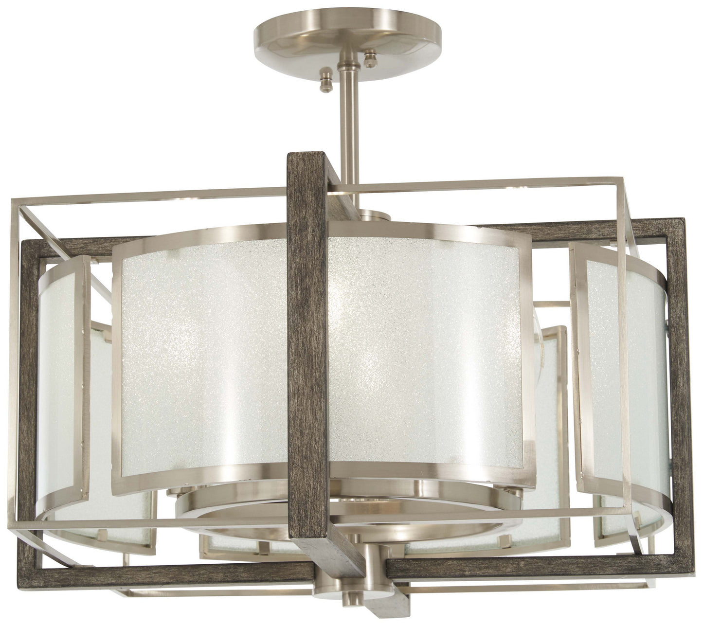 Minka-Lavery - 4561-098 - Four Light Pendant(Convertible To Semiflush) - Tyson'S Gate - Brushed Nickel W/Shale Wood