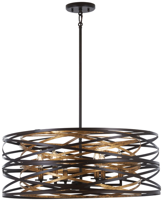 Minka-Lavery - 4673-111 - Six Light Pendant - Vortic Flow - Dark Bronze W/Mosaic Gold Inte