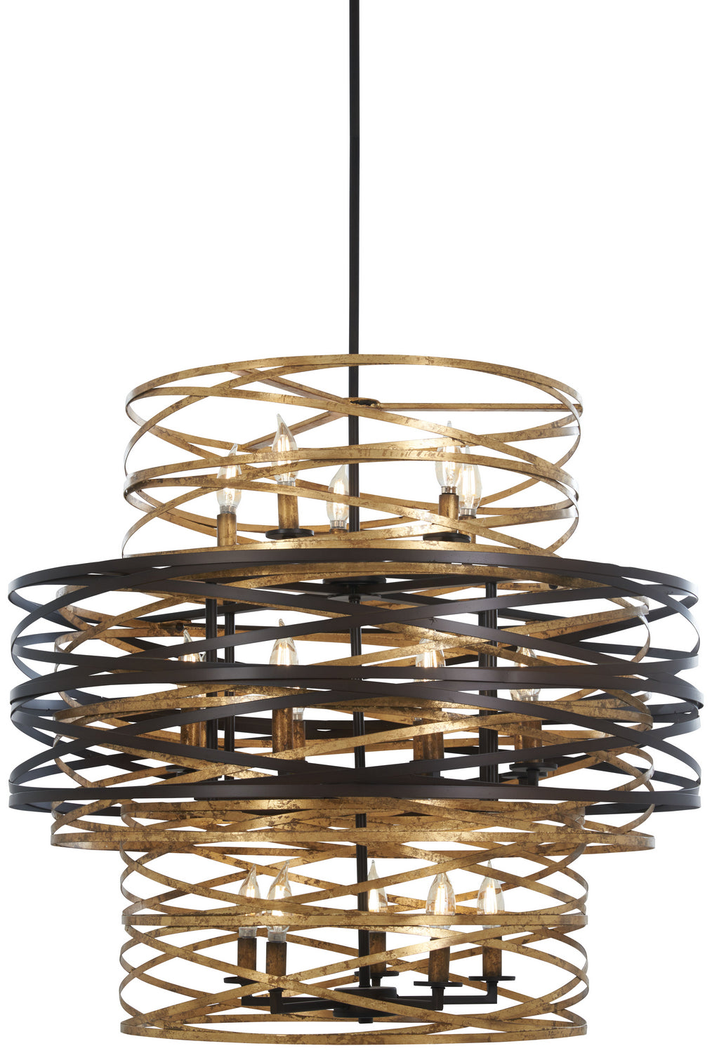 Minka-Lavery - 4679-111 - 18 Light Chandelier - Vortic Flow - Dark Bronze W/Mosaic Gold Inte