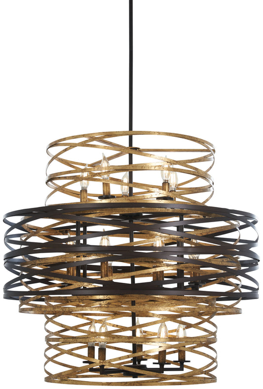 Minka-Lavery - 4679-111 - 18 Light Chandelier - Vortic Flow - Dark Bronze W/Mosaic Gold Inte