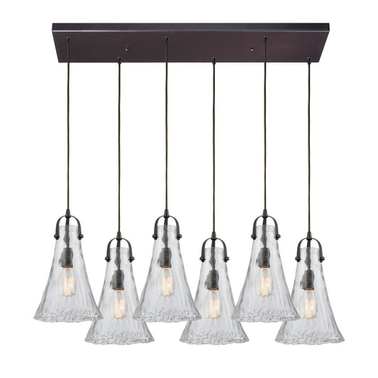 ELK Home - 10555/6RC - Six Light Pendant - Hand Formed Glass - Oil Rubbed Bronze