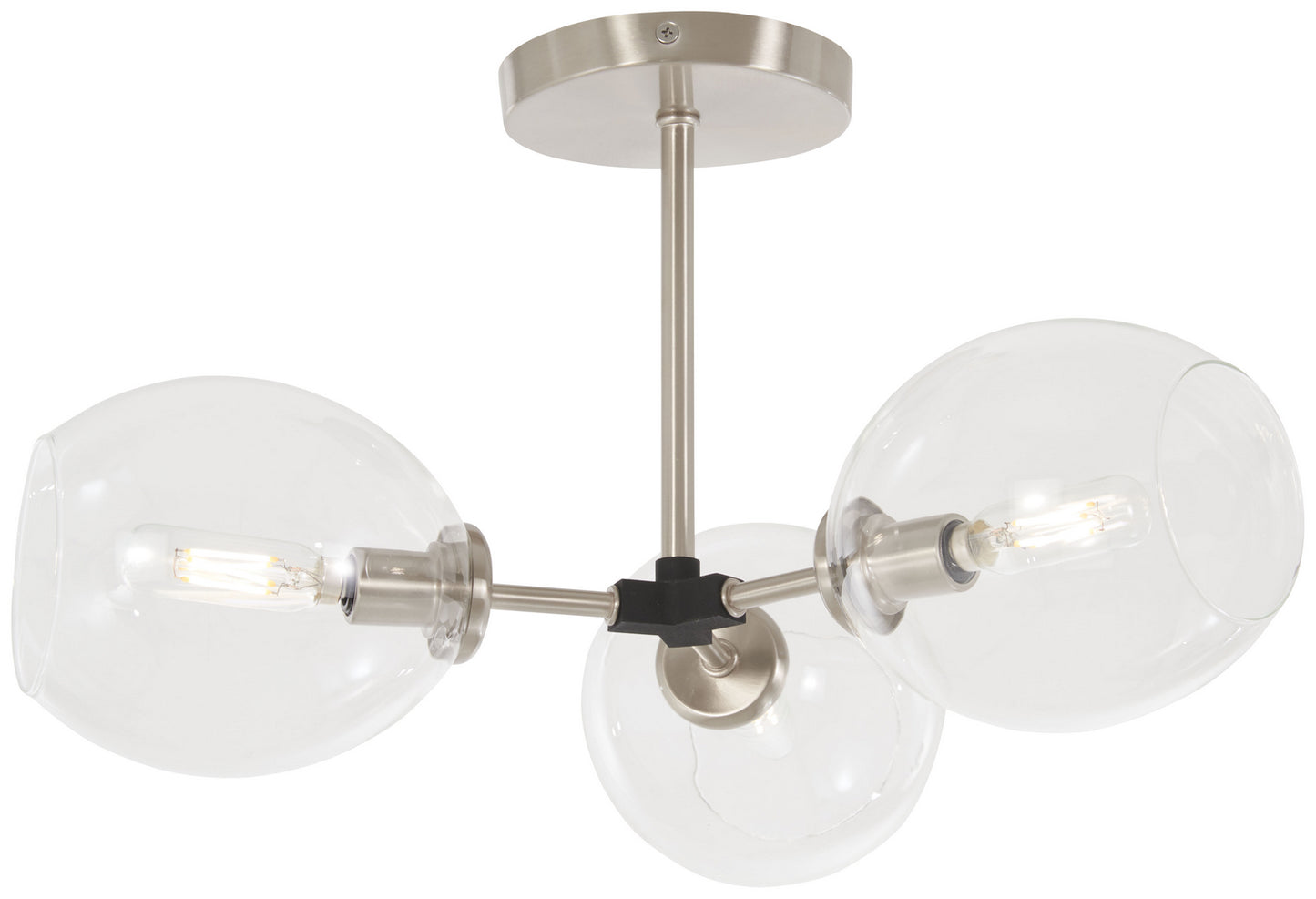 George Kovacs - P1363-619 - Three Light Semi Flush Mount - Nexpo - Brushed Nickel W/Black Accents