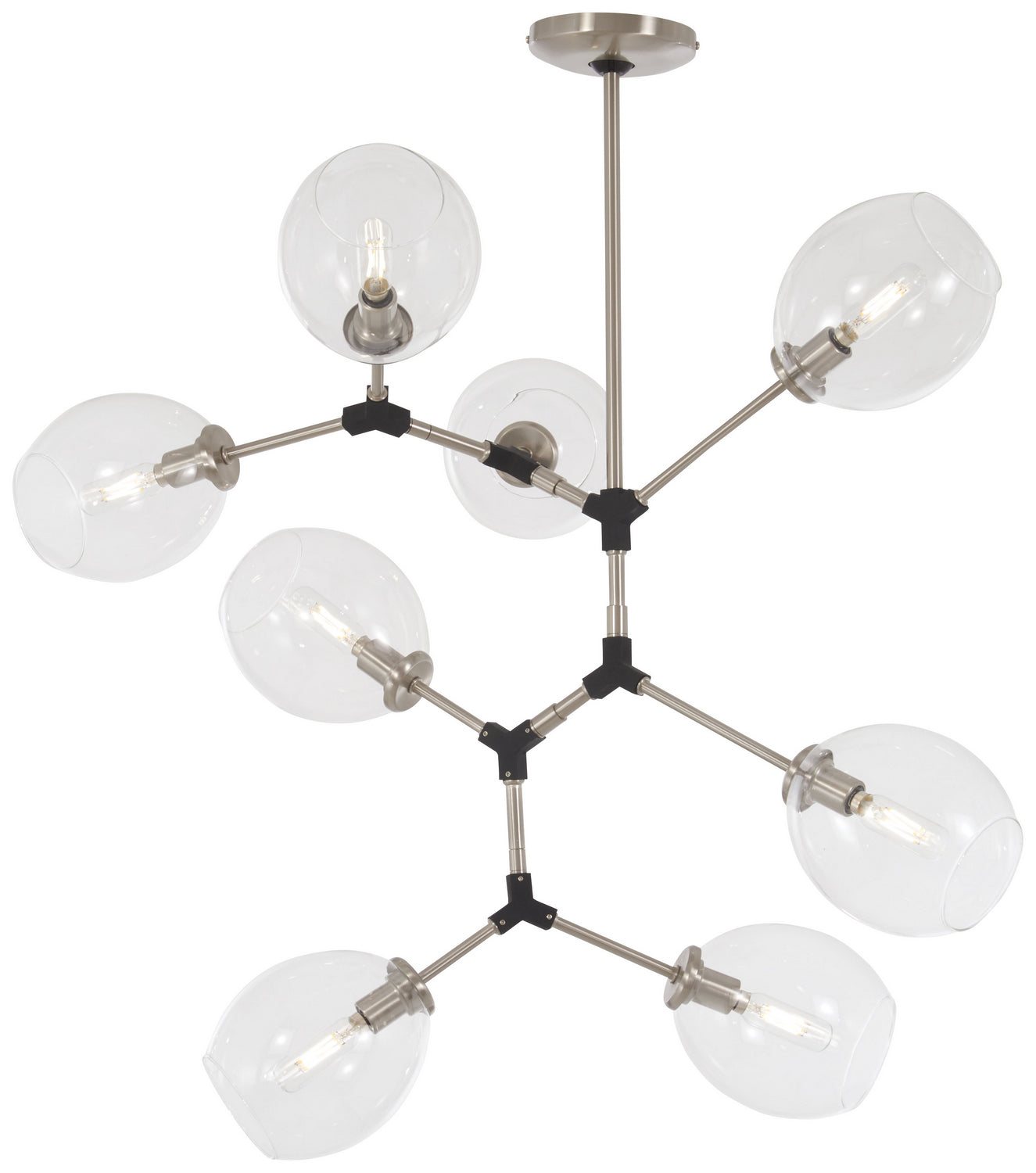 George Kovacs - P1365-619 - Eight Light Pendant - Nexpo - Brushed Nickel W/Black Accents