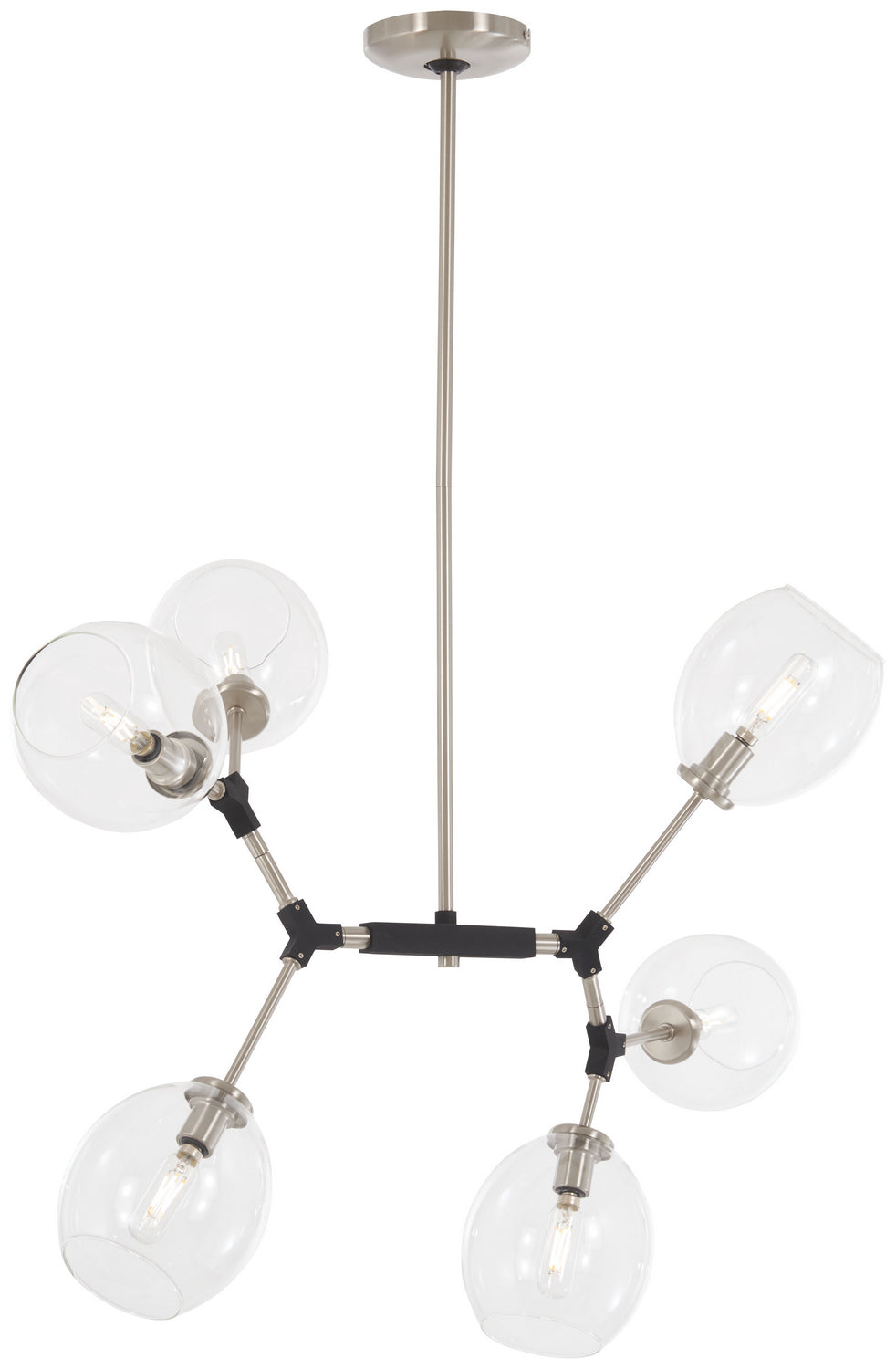 George Kovacs - P1366-619 - Six Light Pendant - Nexpo - Brushed Nickel W/Black Accents