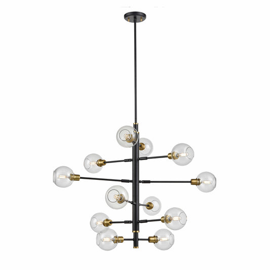 DVI Lighting - DVP20849VBR+GR-CL - 12 Light Foyer Pendant - Ocean Drive - Venetian Brass And Graphite With Clear Glass