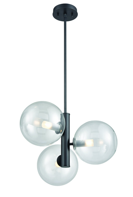 DVI Lighting - DVP27023GR-CL - Three Light Pendant - Courcelette - Graphite With Clear Glass