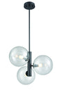 DVI Lighting - DVP27023GR-CL - Three Light Pendant - Courcelette - Graphite With Clear Glass
