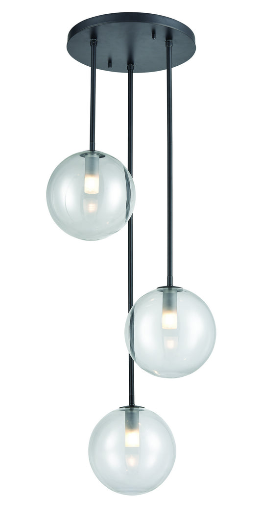 DVI Lighting - DVP27053GR-CL - Three Light Pendant - Courcelette - Graphite With Clear Glass