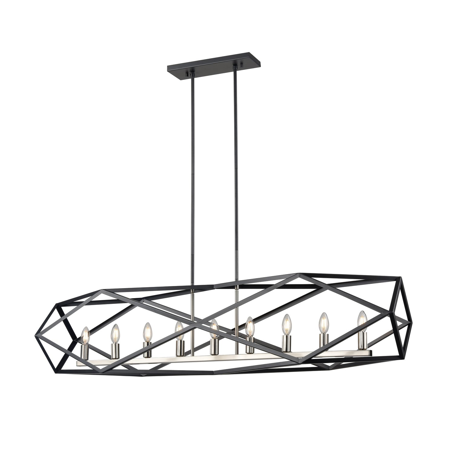 DVI Lighting - DVP29504SN+GR - Nine Light Linear Pendant - Polygon - Satin Nickel And Graphite
