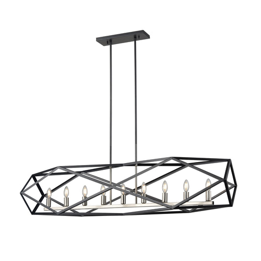 DVI Lighting - DVP29504SN+GR - Nine Light Linear Pendant - Polygon - Satin Nickel And Graphite