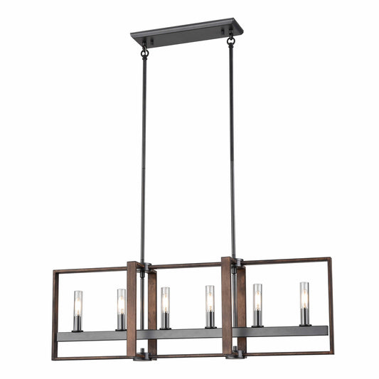 DVI Lighting - DVP30202GR+IW-CL - Six Light Linear Pendant - Blairmore - Ironwood On Metal And Graphite