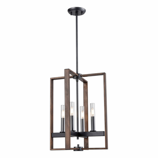 DVI Lighting - DVP30248GR+IW-CL - Four Light Foyer Pendant - Blairmore - Ironwood On Metal And Graphite