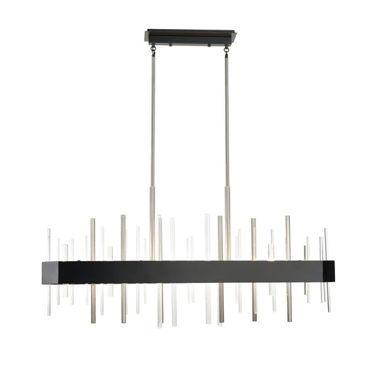 DVI Lighting - DVP30302SN+GR-CRY - LED Linear Pendant - Crystal Boulevard - Satin Nickel And Graphite With Optic Glass Inserts