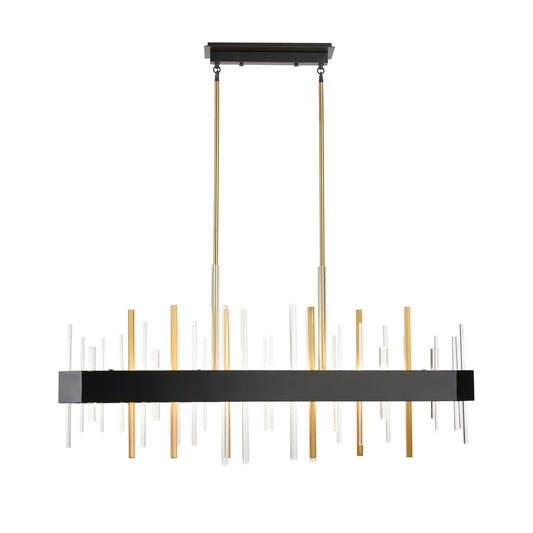 DVI Lighting - DVP30302VBR+GR-CRY - LED Linear Pendant - Crystal Boulevard - Venetian Brass And Graphite With Optic Glass Inserts