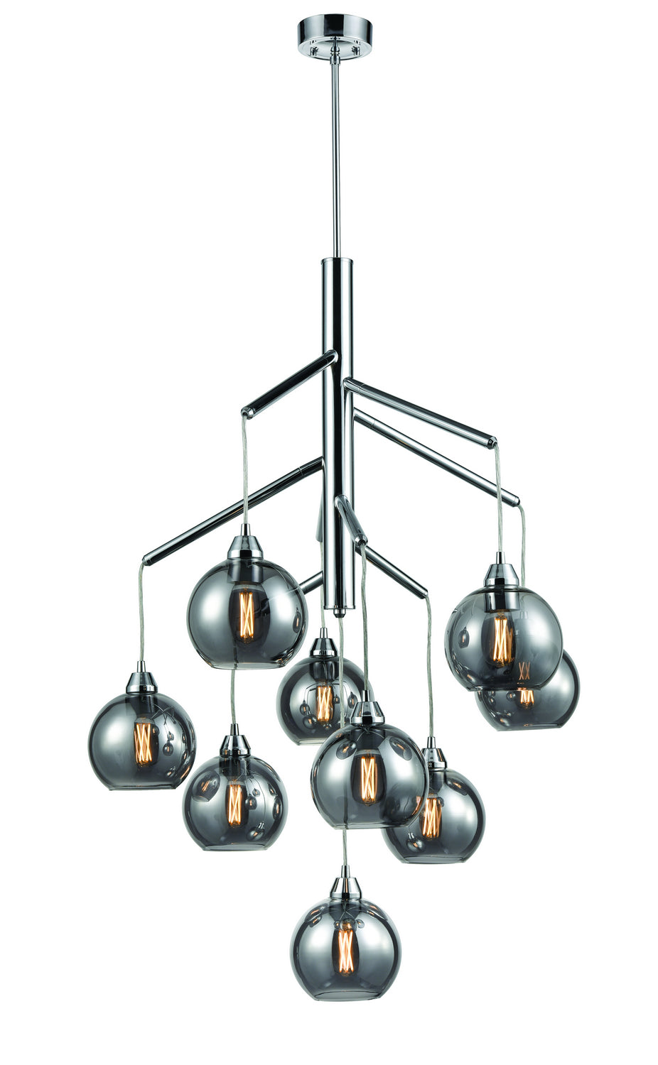 DVI Lighting - DVP34749CH-SM - Nine Light Foyer Pendant - Andromeda - Chrome With Smoke Glass