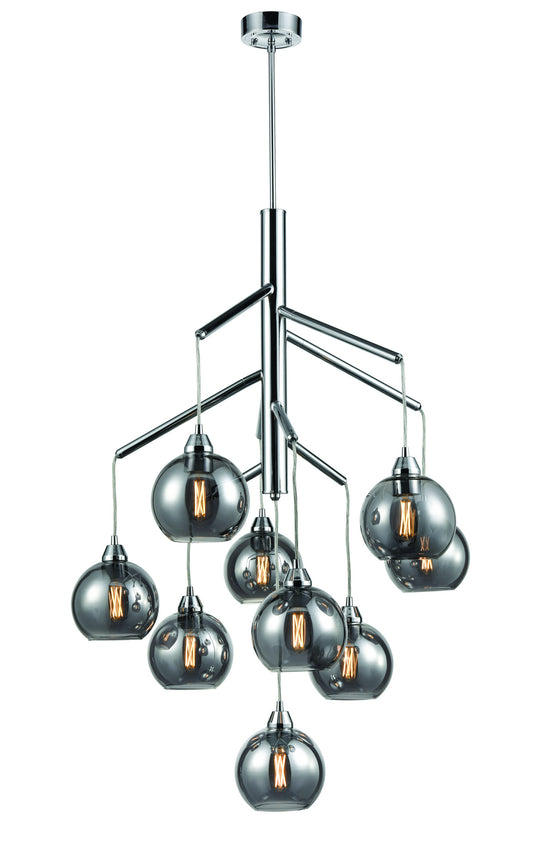 DVI Lighting - DVP34749CH-SM - Nine Light Foyer Pendant - Andromeda - Chrome With Smoke Glass