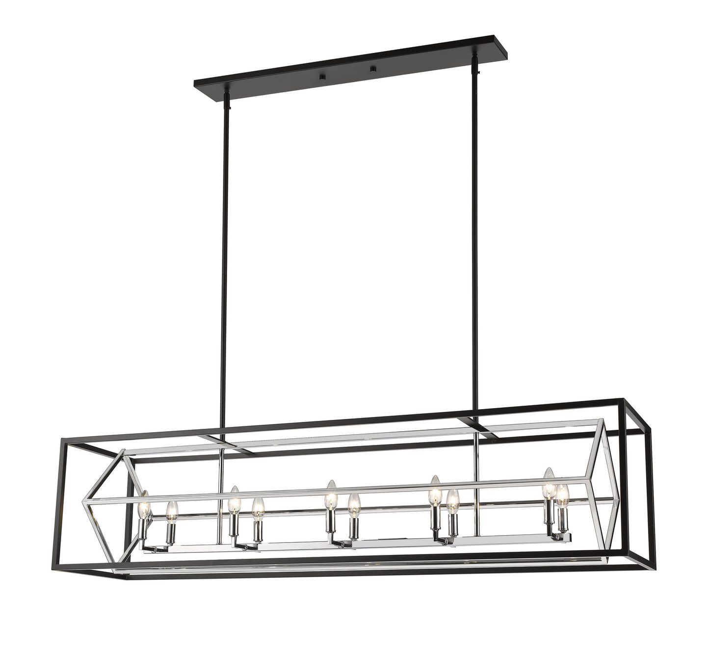 Z-Lite - 457-10L-CH-MB - Ten Light Linear Chandelier - Euclid - Chrome / Matte Black