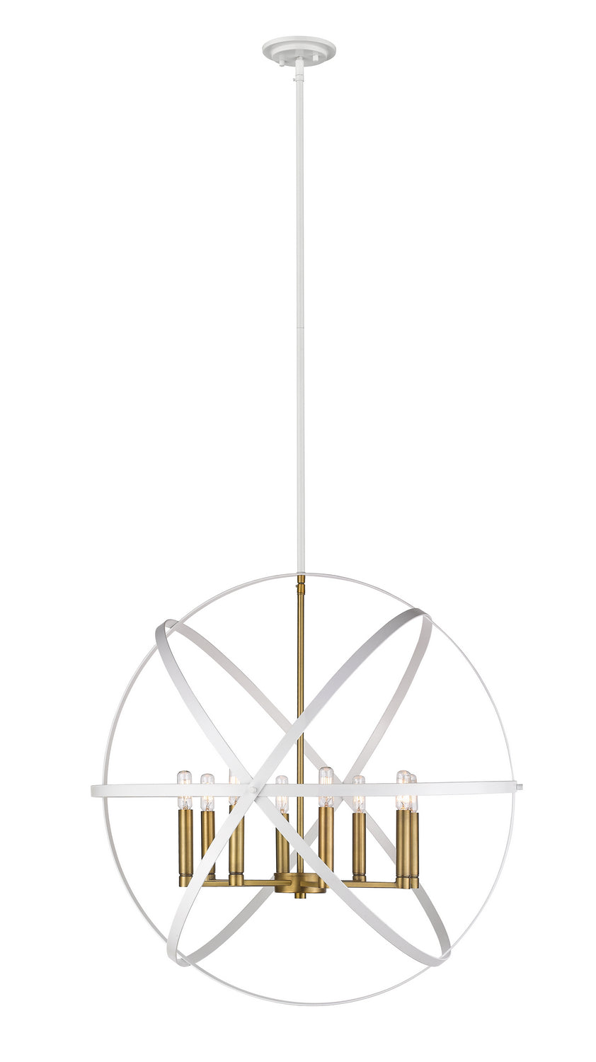 Z-Lite - 463-30HWH-OBR - Eight Light Chandelier - Cavallo - Hammered White / Olde Brass