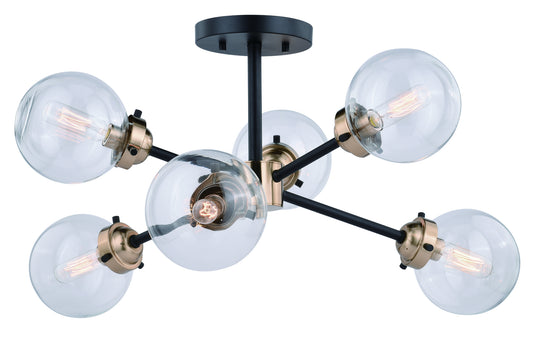 Vaxcel - C0193 - Six Light Semi Flush Mount - Orbit - Muted Brass and Oil Rubbed Bronze