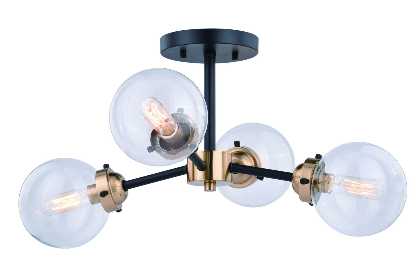 Vaxcel - C0194 - Four Light Semi Flush Mount - Orbit - Muted Brass and Oil Rubbed Bronze