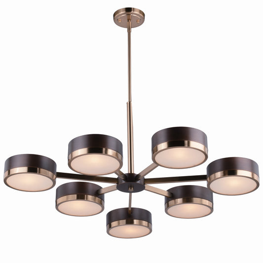 Vaxcel - H0219 - Seven Light Chandelier - Madison - Architectural Bronze and Natural Brass