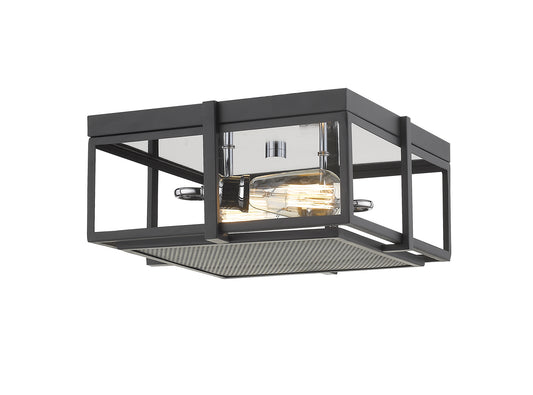 Z-Lite - 724F13-MB+CH - Two Light Flush Mount - Halcyon - Matte Black / Chrome