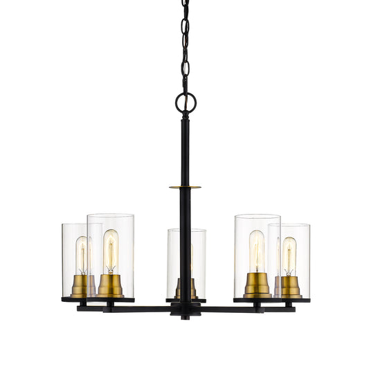 Millennium - 3485-MB/HBZ - Five Light Chandelier - Pasadena - Matte Black/Heirloom Bronze