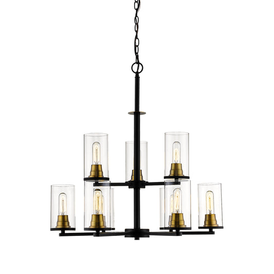 Millennium - 3489-MB/HBZ - Nine Light Chandelier - Pasadena - Matte Black/Heirloom Bronze