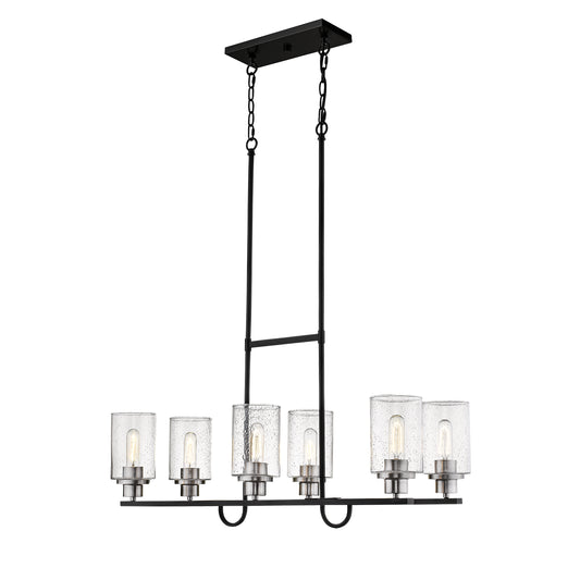 Millennium - 3506-MB/BN - Six Light Island Pendant - Clifton - Matte Black/Brushed Nickel