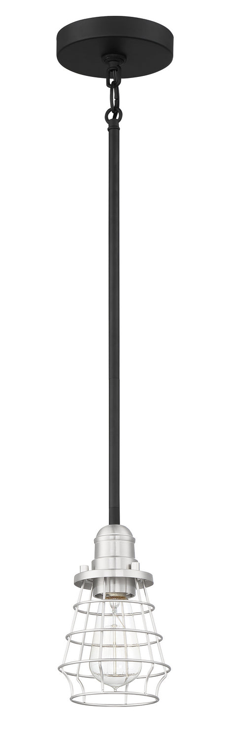 Craftmade - 50691-FBBNK - One Light Mini Pendant - Thatcher - Flat Black/Brushed Polished Nickel