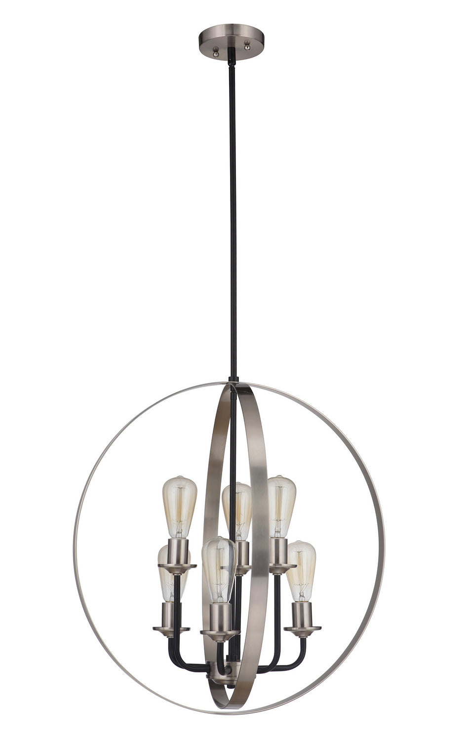 Craftmade - 50336-FBBNK - Six Light Foyer Pendant - Randolph - Flat Black/Brushed Polished Nickel