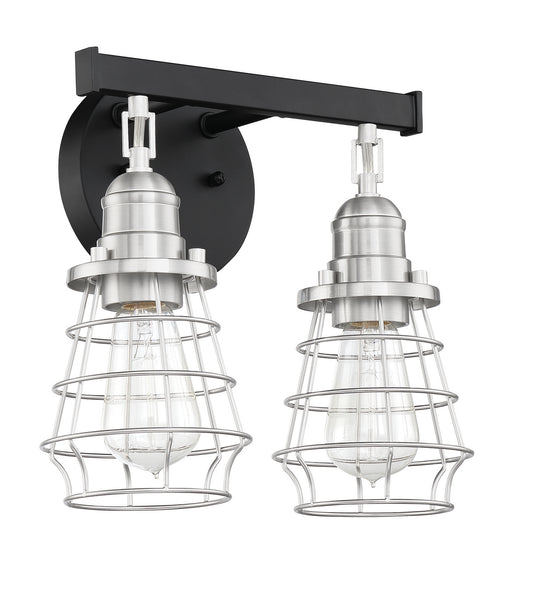 Craftmade - 50602-FBBNK - Two Light Vanity - Thatcher - Flat Black/Brushed Polished Nickel