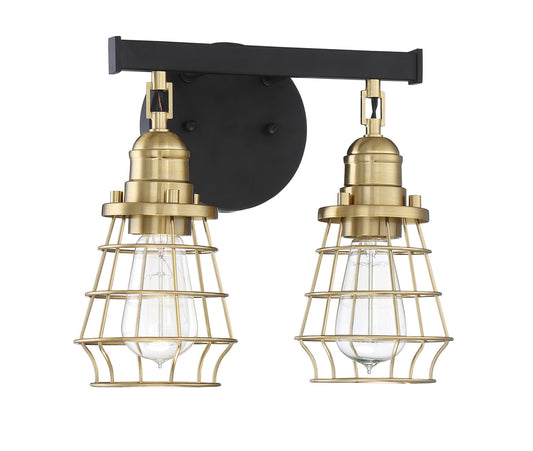 Craftmade - 50602-FBSB - Two Light Vanity - Thatcher - Flat Black/Satin Brass
