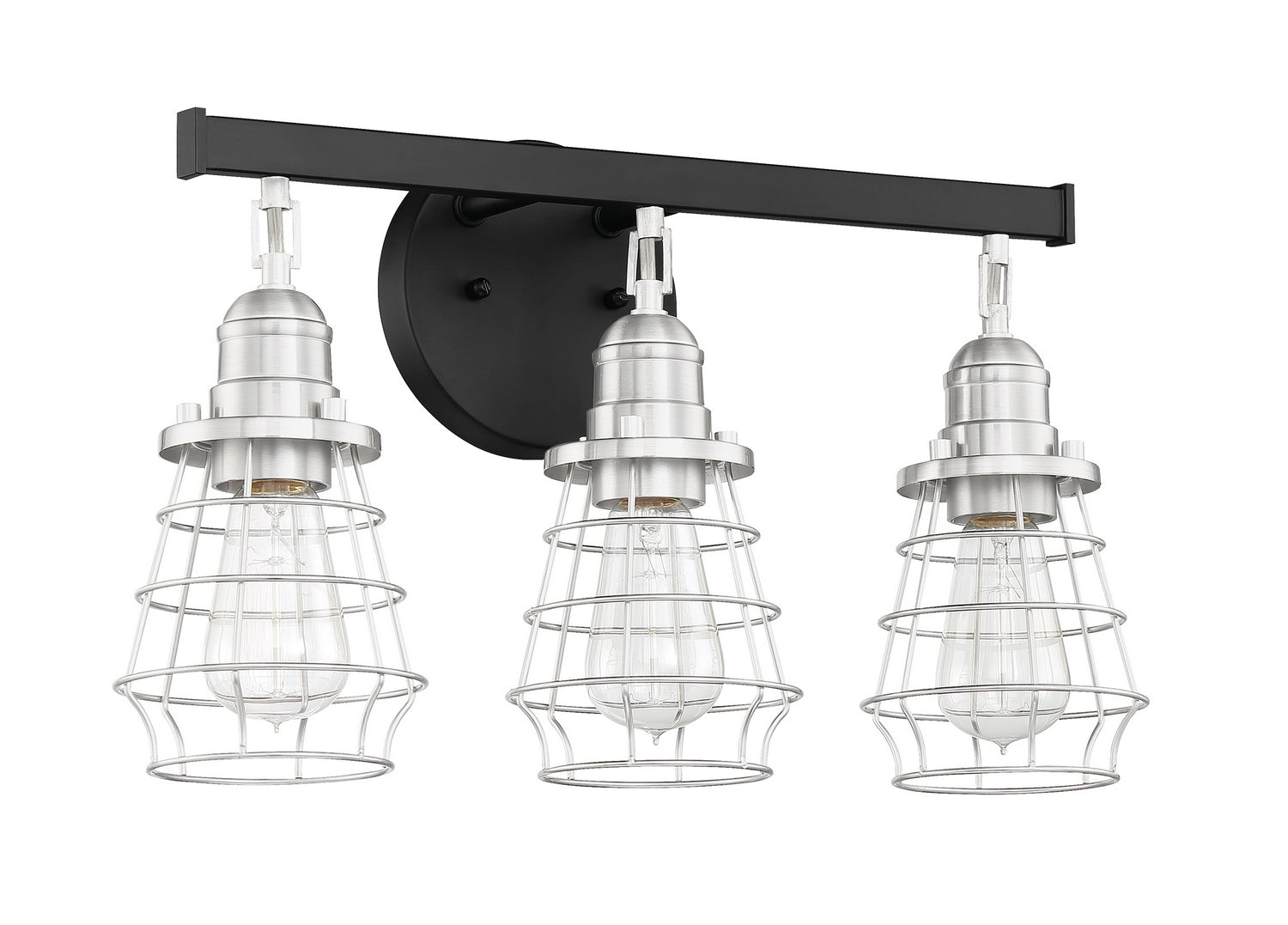 Craftmade - 50603-FBBNK - Three Light Vanity - Thatcher - Flat Black/Brushed Polished Nickel