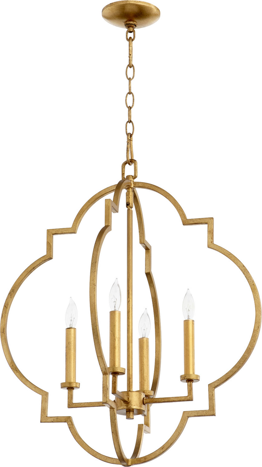 Quorum - 6942-4-74 - Four Light Entry Pendant - Dublin - Gold Leaf