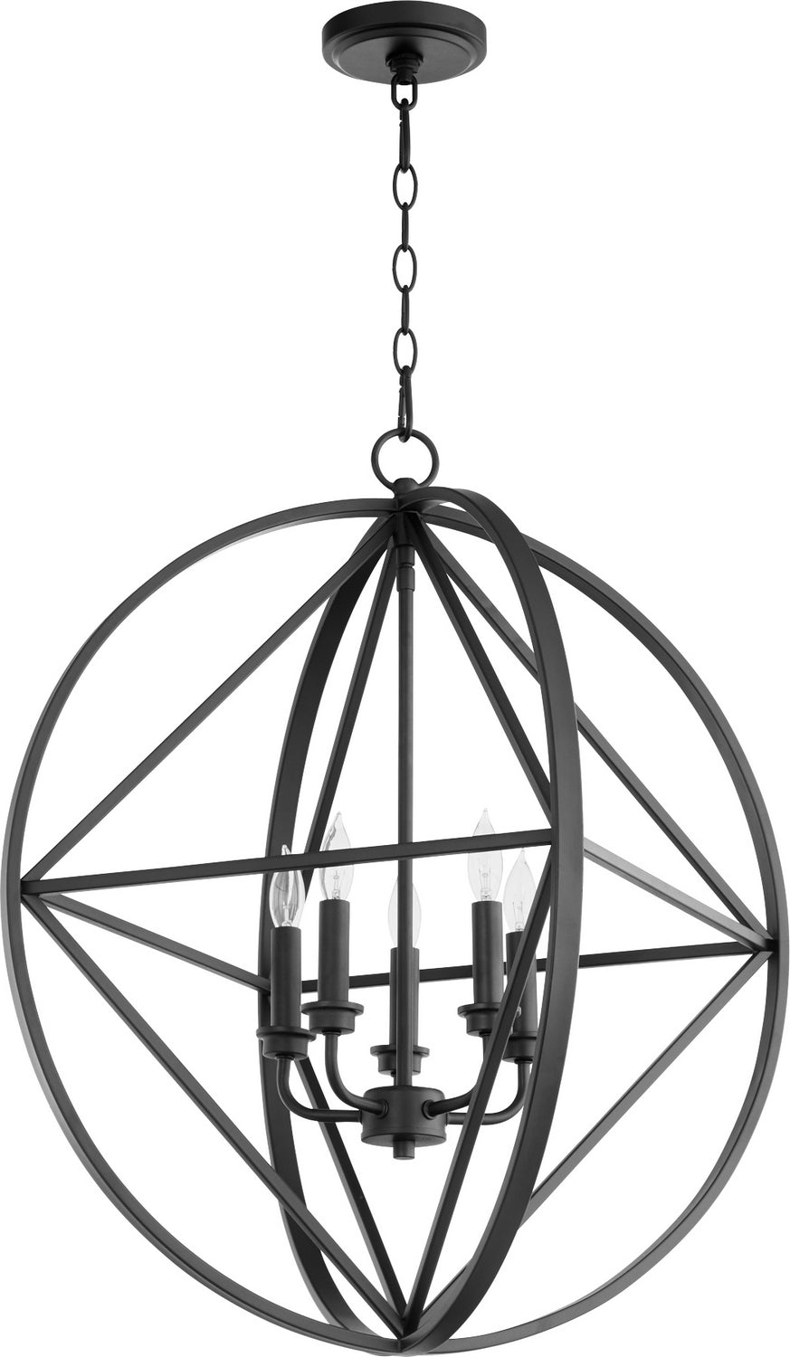 Quorum - 807-5-69 - Five Light Pendant - Prolate with Cube Pendants - Textured Black